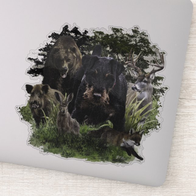 Pegatina Terrier de caza alemán (Jagdterrier) (Detalle)