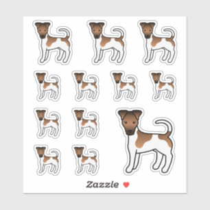 Pegatina Terrier Fox Liso Blanco y Marón Perros de Dibujos