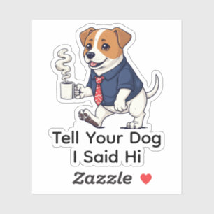 Pegatina Terrier Jack Russell divertido traje de negocios c
