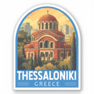 Pegatina Tesalónica Grecia Agios Pavlos Viajes Retro