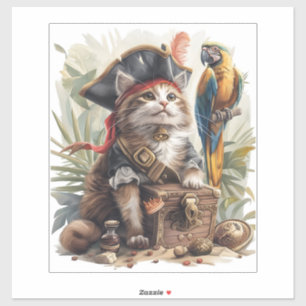 Pegatina Tesoro de Gato Pirata