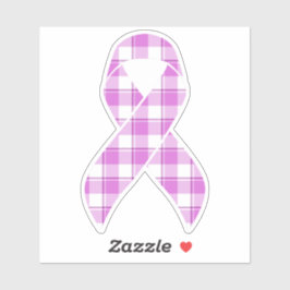 Pegatina Testicular Cancer Awareness Plaid Purple Ribbon