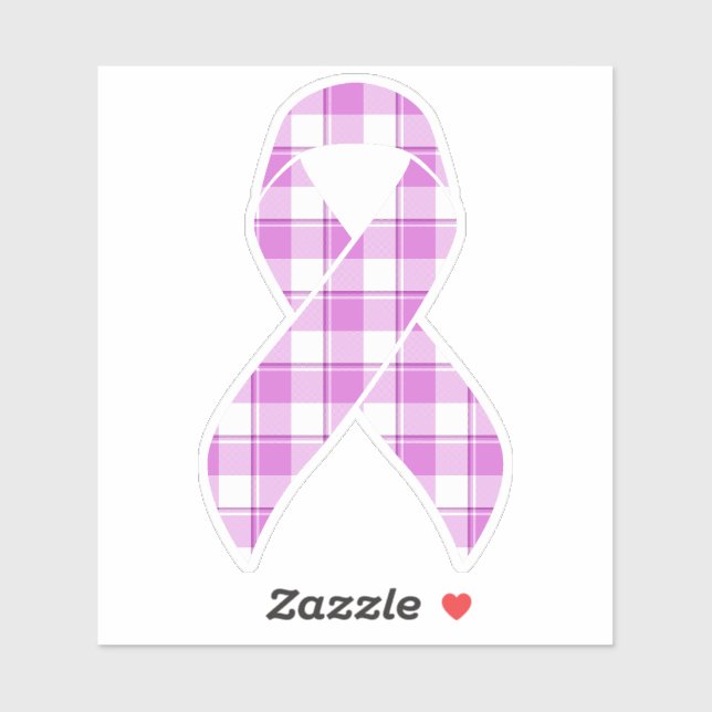 Pegatina Testicular Cancer Awareness Plaid Purple Ribbon (Hoja)