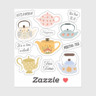 Pegatina Tetera Antigua Amantes del Té Planificador Bujo Ti