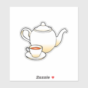 Pegatina Tetera con taza de té