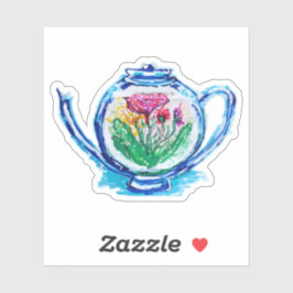 Pegatina Tetera de flores