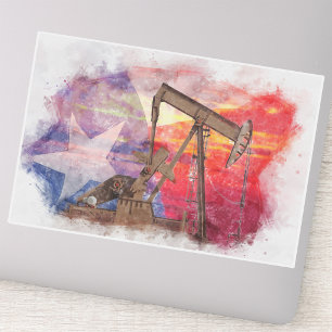 Pegatina Texas Oil Pumpjack: Arte patrimonial del estado de
