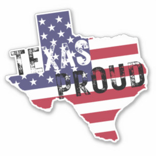 Pegatina Texas Orgulloso Rústico Endurecido Texto Estado de