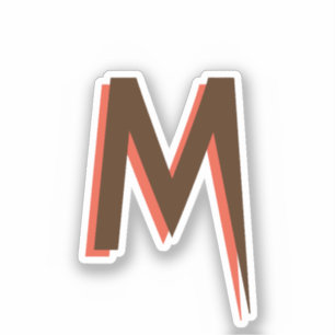 Pegatina Texto 3D marrón moderno Letra inicial   Rosa Salmó