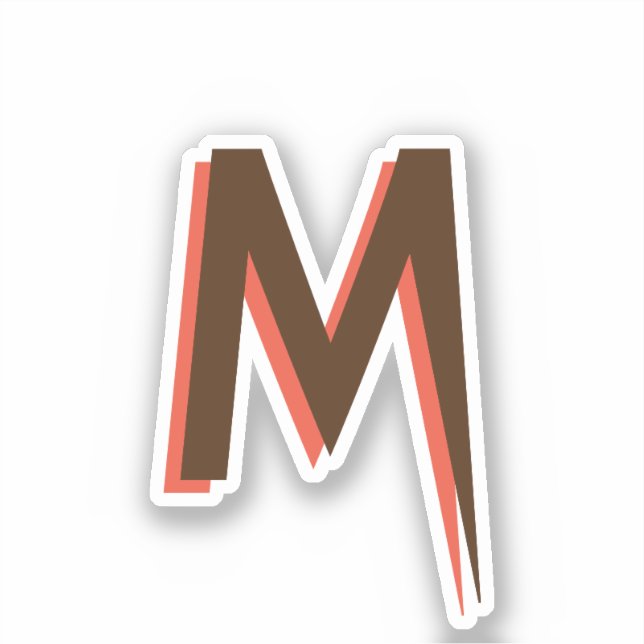 Pegatina Texto 3D marrón moderno Letra inicial | Rosa Salmó (Anverso)