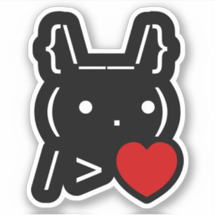 Pegatina Texto ASCII Arte Conejo conejo conejo dar corazón