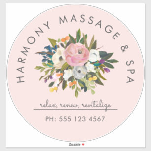 Pegatina Texto curvado floral elegante en el cilindro botá