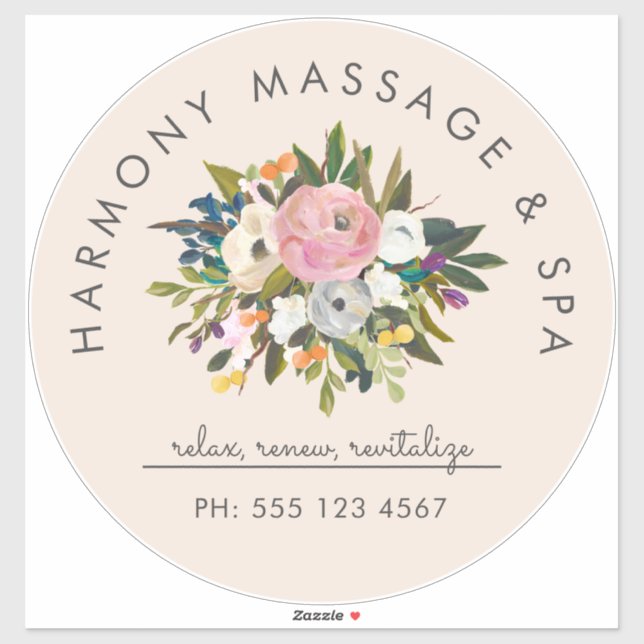 Pegatina Texto curvo floral elegante de los bliss botánicos (Hoja)