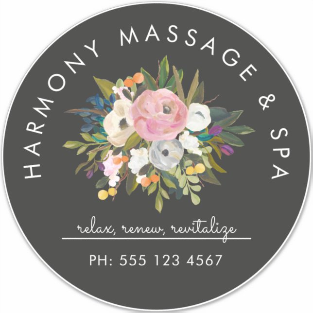 Pegatina Texto curvo floral elegante de los bliss botánicos (Anverso)