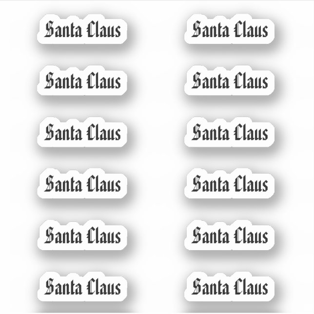 Pegatina Texto de la firma de Santa Claus para cortar besos (Anverso)