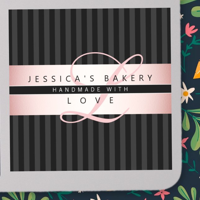 Pegatina Texto de su Personalizado | Faux Rosa Gold con neg (Subido por el creador)