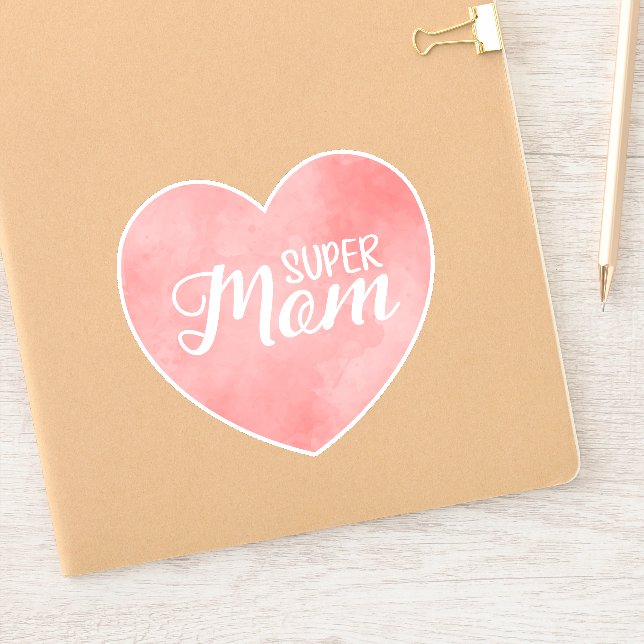 Pegatina Texto de supermamá pintada de rosa (Cuaderno)