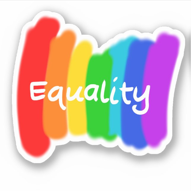 Pegatina Texto del arcoiris "Igualdad" (Anverso)