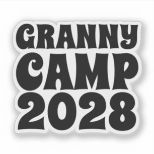 Pegatina Texto del campamento de abuelitas retro