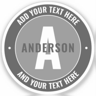 Pegatina Texto editable en negrita y monograma   Gris