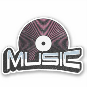 Pegatina Texto musical con un disco de vinilo