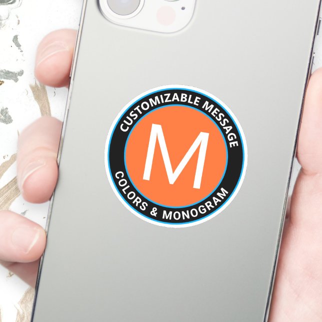 Pegatina Texto negrita de circular azul Naranja negro (Subido por el creador)