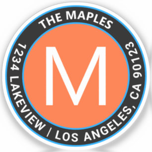 Pegatina Texto negrita de circular azul Naranja negro Tra