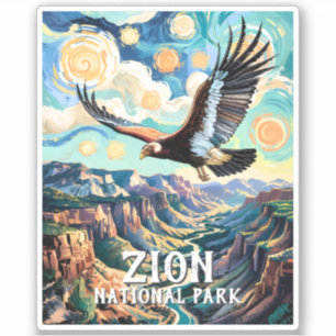 Pegatina Texto personalizado Cañón Zion vibrante Pájaro Cón