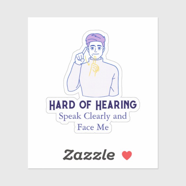 Pegatina Texto personalizado con símbolo difícil de oír (Hoja)