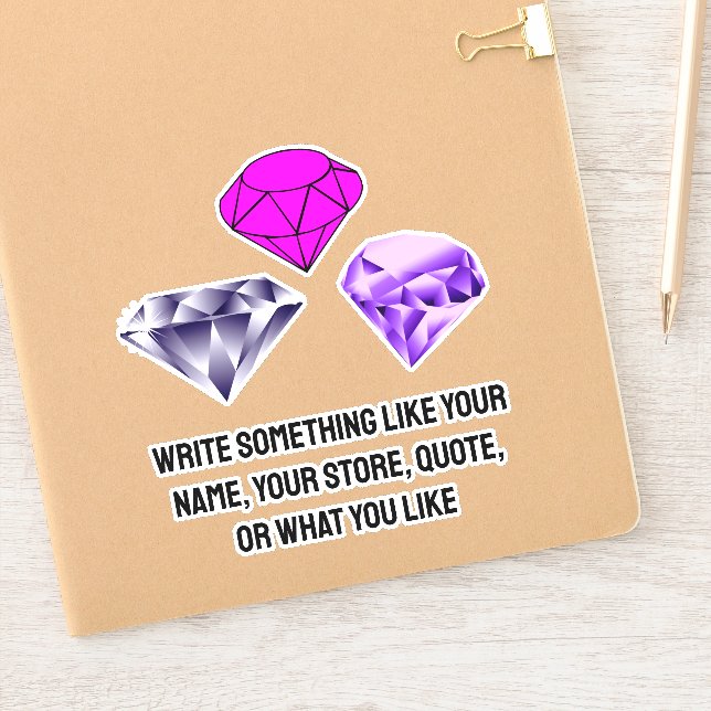 Pegatina texto personalizado junto a las piedras de diamant (Cuaderno)