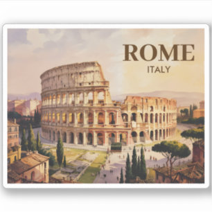 Pegatina Texto personalizado Roma Italia Coliseo Acuarela R