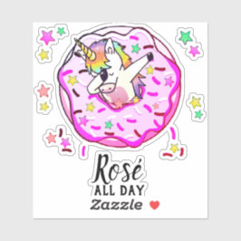 Pegatina Texto personalizado Unicornio Dab Pose Rosa Donut 