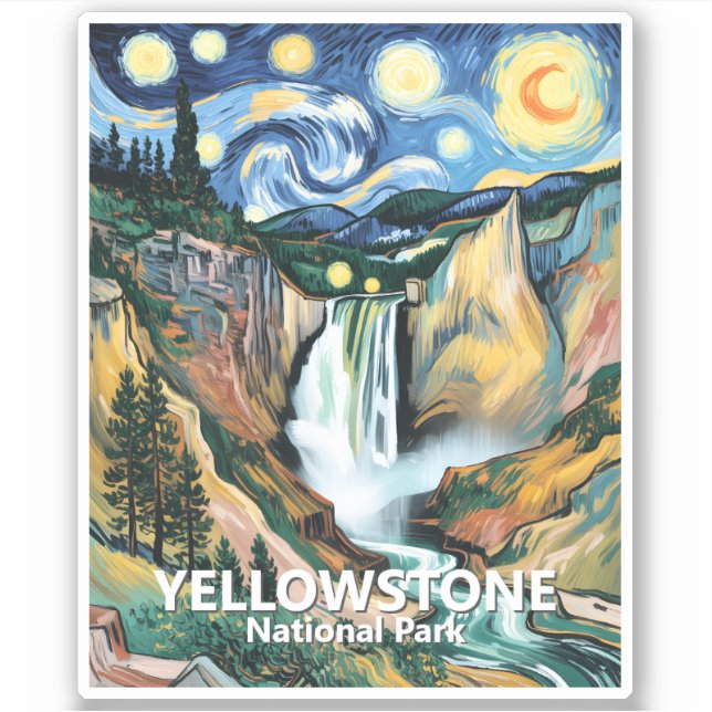 Pegatina Texto personalizado Yellowstone Falls Van Gogh Col (Anverso)