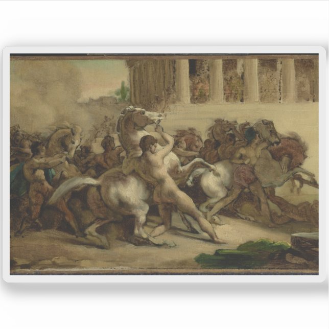 Pegatina Th. Géricault - La raza de los caballos sin rumbo (Anverso)