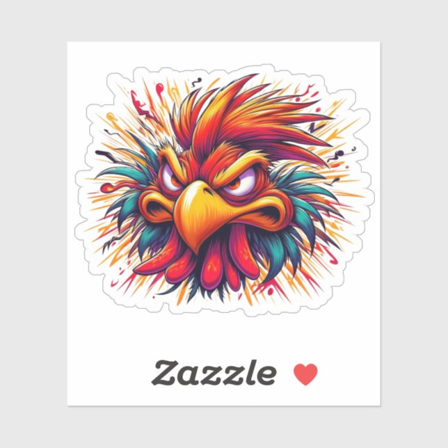 Pegatina "Thad the Mad Rooster" Vinyl (Hoja)