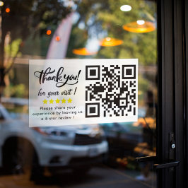 Pegatina Thank You For Visit QR Code 5 Star Review Request