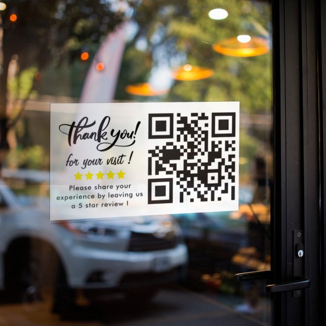 Pegatina Thank You For Visit QR Code 5 Star Review Request (Subido por el creador)