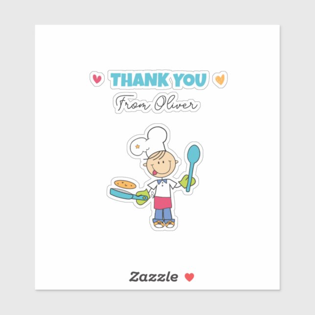 Pegatina Thank You Sticker – Cute Chef Pancake Theme (Hoja)