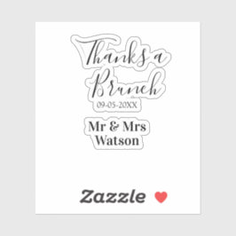 Pegatina Thanks a brunch post wedding name date simple