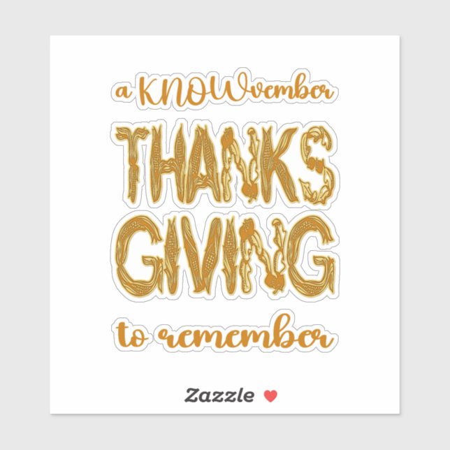 Pegatina Thanksgiving | A KNOWvember To Remember (Hoja)
