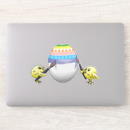 Pegatina The Easter egg is painted by the chickens