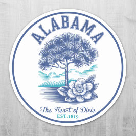 Pegatina The Heart of Dixie – Alabama Camellia & Tree Graph