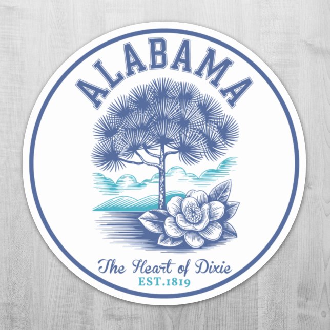 Pegatina The Heart of Dixie – Alabama Camellia & Tree Graph (Subido por el creador)