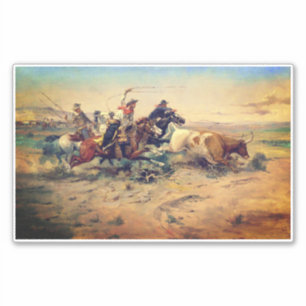Pegatina The Herd Quitter (por C. M. Russell, c. 1897)