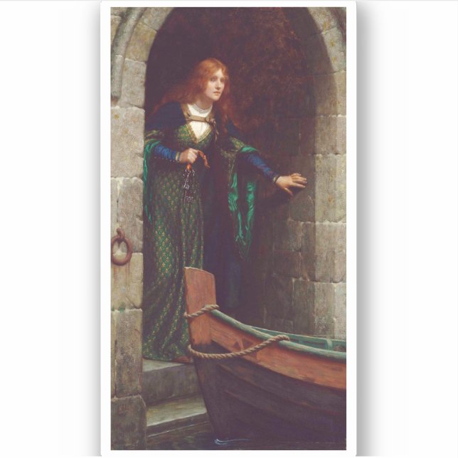 Pegatina The Keys, c. 1909 por Edmund Blair Leighton (Anverso)