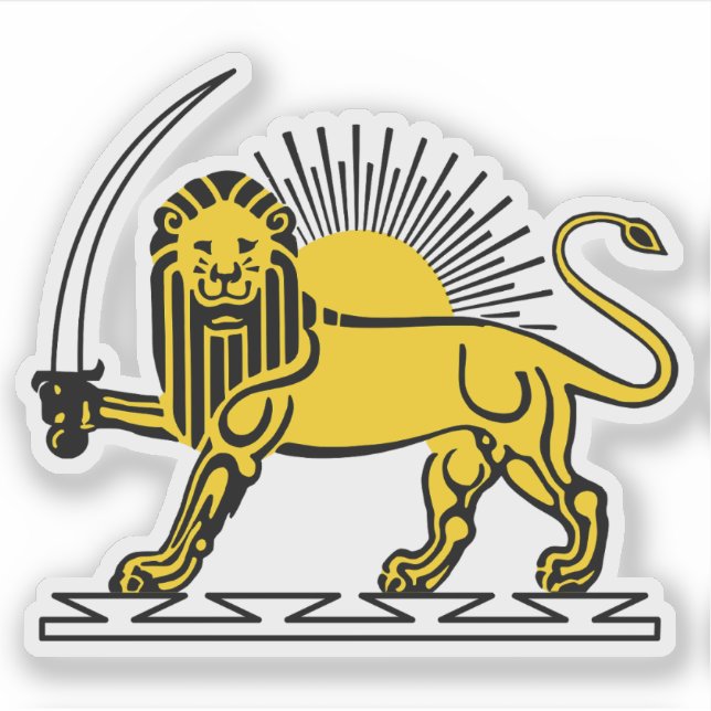 Pegatina The Lion and Sun emblem of Iran (until 1980) (Anverso)