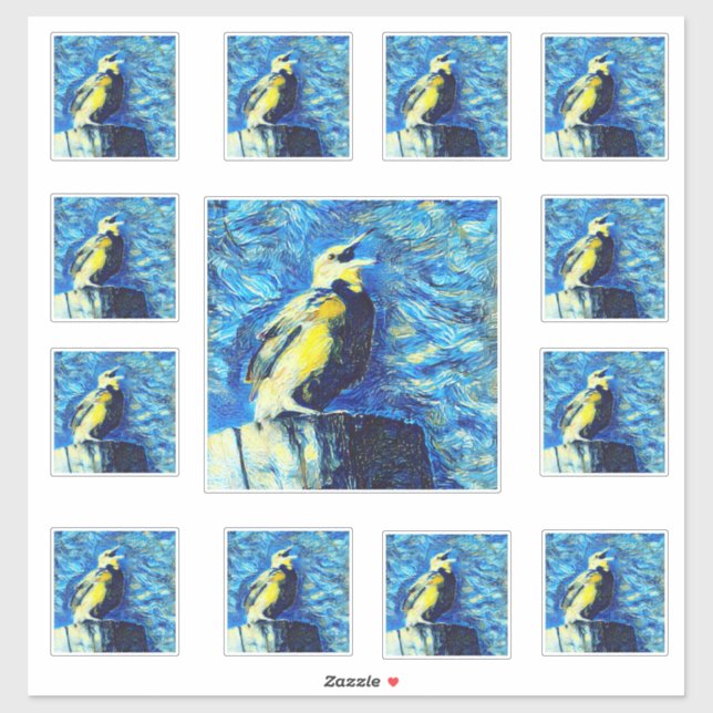 Pegatina The Lonely Bird VanGogh Style  (Hoja)