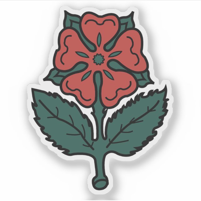 Pegatina The Red Rose of Lancaster, Montreal flag, Canada (Anverso)