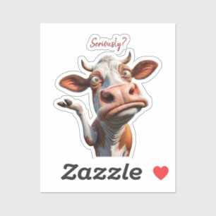 Pegatina The Silly Cow - "¿En serio?" Diseño de comillas di