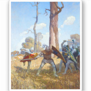 Pegatina The Slay of Sir Lamorak, c. 1922, por N.C. Wyeth
